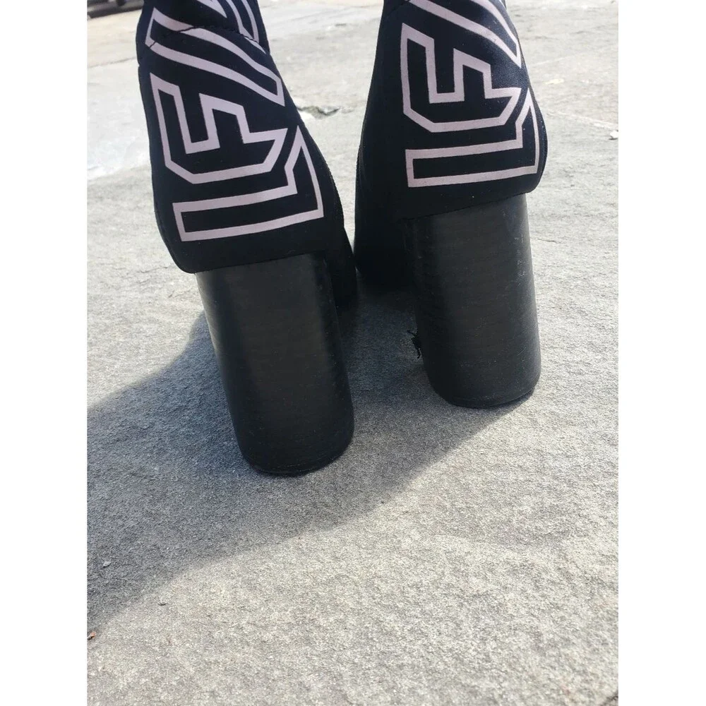 LF Black Over The Knee LF Logo Graphic Boots Heel Size 6M
